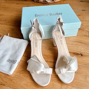 Bella Belle Bridal Satin Bow Heels Low Block Heel